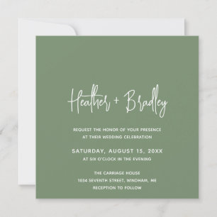 Invitation Minimaliste Sage Vert Mariage moderne