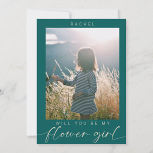 Invitation Minimaliste Serez-vous ma fille Fleur Photo Chic