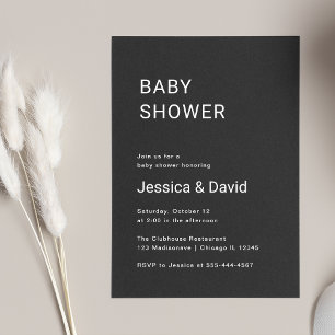 Invitation minimaliste simple au Baby shower noir