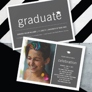 Invitation Minimaliste Simple Photo De Diplômé Fête De Remise