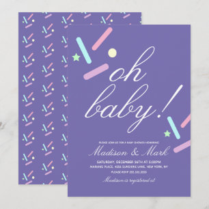 Invitation Minimaliste Sprinkles Flottants Violets Baby Showe