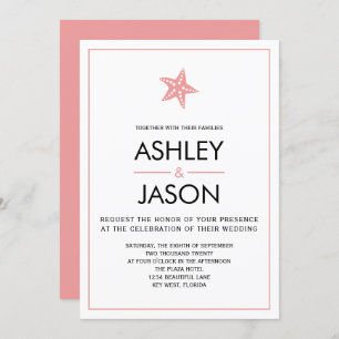 Invitation Minimaliste Starfish Beach Wedding, Ros