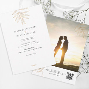 Invitation Minimaliste Tropical QR Code Mariage photo