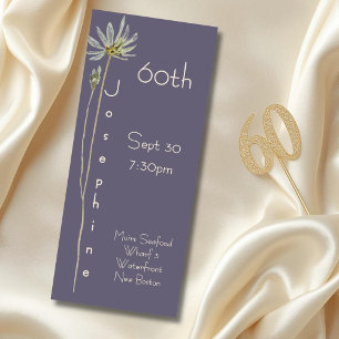 Invitation Minimaliste Vertical Floral Violet 60e Anniversair