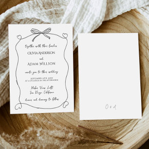 Invitation Minimaliste Whimsical Quirky Main Tirée Mariage Bo