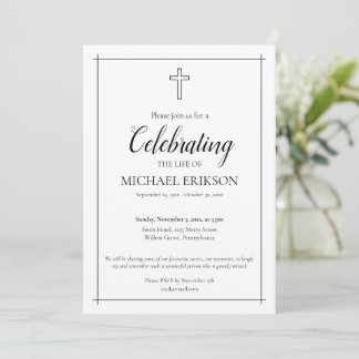 Invitation Minimalistic Celebration of Life Latin Cross