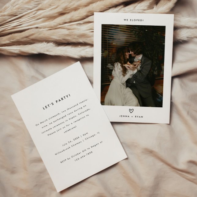 Invitation Minimalistic Photo Wedding Elopement & Reception (Créateur téléchargé)