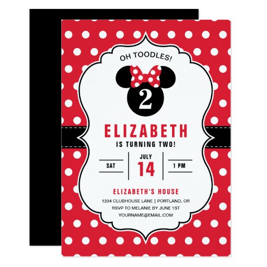 Invitation Minnie Anniversaire De La Polka Rouge Et Blanche Zazzle Ca