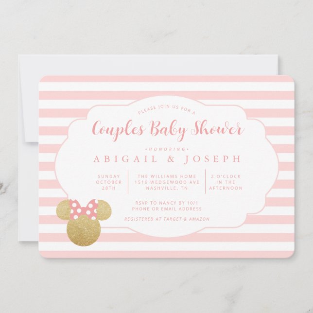 Invitation Minnie | Baby shower Couples de Parties scintillan (Devant)