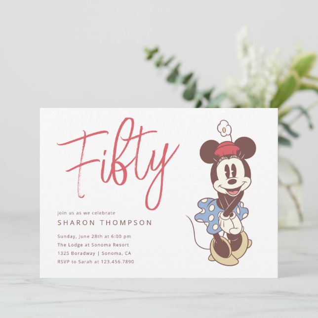 Invitation Minnie Mouse 50e anniversaire (Debout devant)