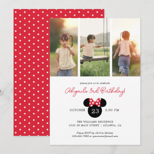 Invitation Minnie Mouse Polka Dot Anniversaire   Collage de p