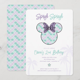 Invitation Minnie Mouse   Sirène Anniversaire Bleu Turquoise 