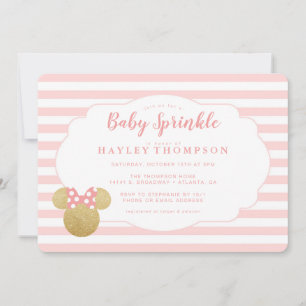 Invitation Minnie   Pink & Faux Gold Glitte Baby Sprinky