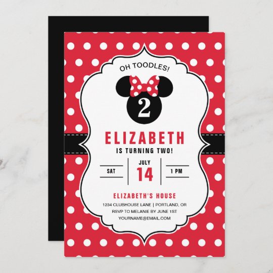 Invitation Minnie Polka Rouge Blanc Point Anniversaire Zazzle Ca