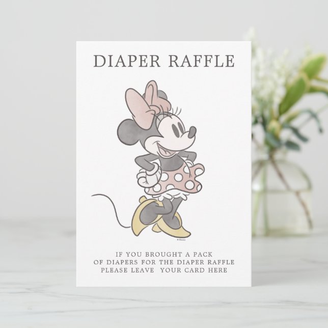Invitation Minnie Souris Baby shower Déchets Raffle (Debout devant)