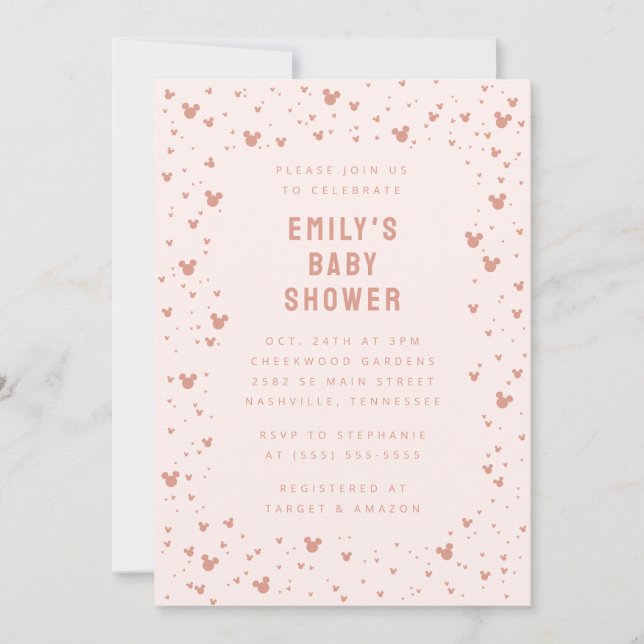 Invitation Minnie Souris Confetti Baby shower fille (Devant)