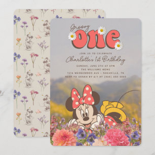 Invitation Minnie Souris Rétro Super un anniversaire