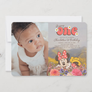 Invitation Minnie Souris Rétro Super Un Anniversaire - Photo