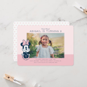 Invitation Minnie Souris rose et bleu photo d'anniversaire