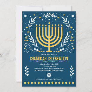 Invitation Minorah décorative Hanoukka Fête