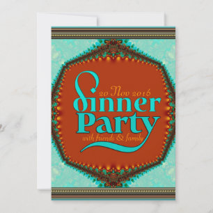 Invitation Mint Aqua Caramel Gold Fairytale Dîner