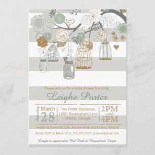 Invitation Mint Gold Parties scintillant Baby shower Mason Ja