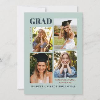 Invitation Mint Grad Announcement With Photos