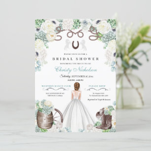 Invitation Mint Green et White Western Fête des mariées