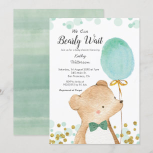 Invitation MInt Green On peut attendre baby shower