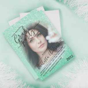 Invitation Mint Green Sparkly Parties scintillant Ombre Photo