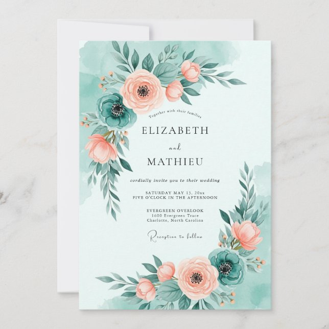 Invitation Mint Green Sunlit Summer Wedding (Devant)