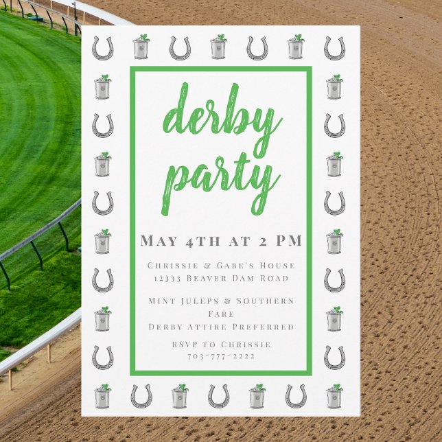 Invitation Mint Julep & Horseshoe Border Derby Preppy Race (Créateur téléchargé)