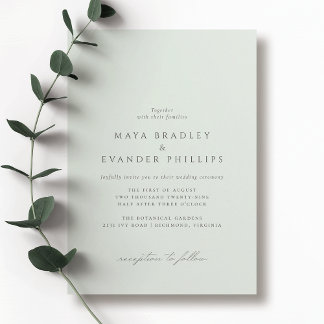 Invitation Mint Seafoam | Mariage vert clair officiel