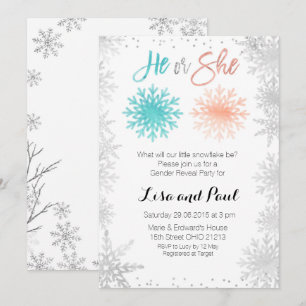 Invitation Mint Snowflakes hiver genre révéler l'invitation
