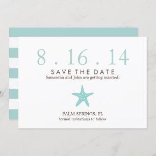 Invitation Mint Starfish Wedding Enregistrer la date