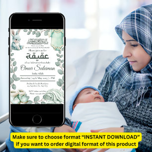 Invitation Minty Green Baby Stuff Musulman Aqiqah