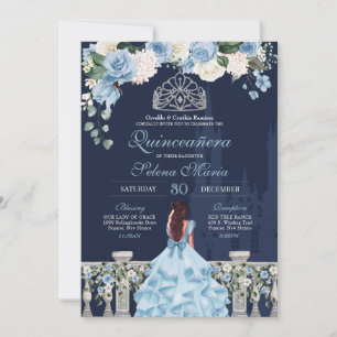 Invitation Minuit Blue Cinderella Princess Quinceañera