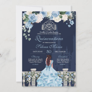 Invitation Minuit Blue Cinderella Princess Quinceañera