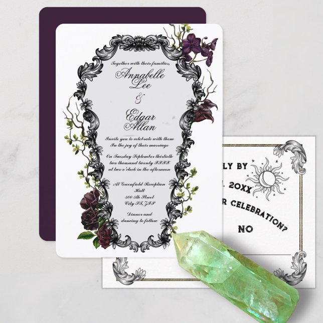 Invitation Minuit Jardin Aquarelle Baroque Mariage de café (Créateur téléchargé)