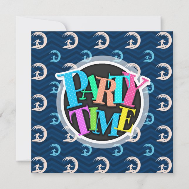 Invitation Minuit, Sky Blue, Tan, Surf, Surfer Chevron (Devant)