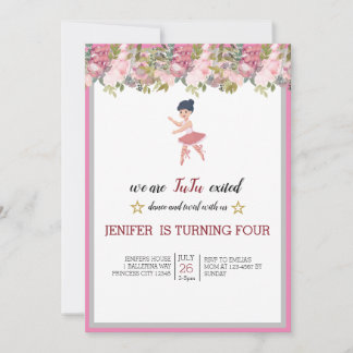 Invitation Minuscule danseur | Ballet Floral rose Fête Annive