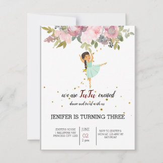 Invitation Minuscule danseur | Ballet Floral rose Fête Annive