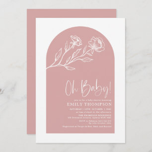 Invitation Minuscule Douche Fille Rose Rose Dusty Line