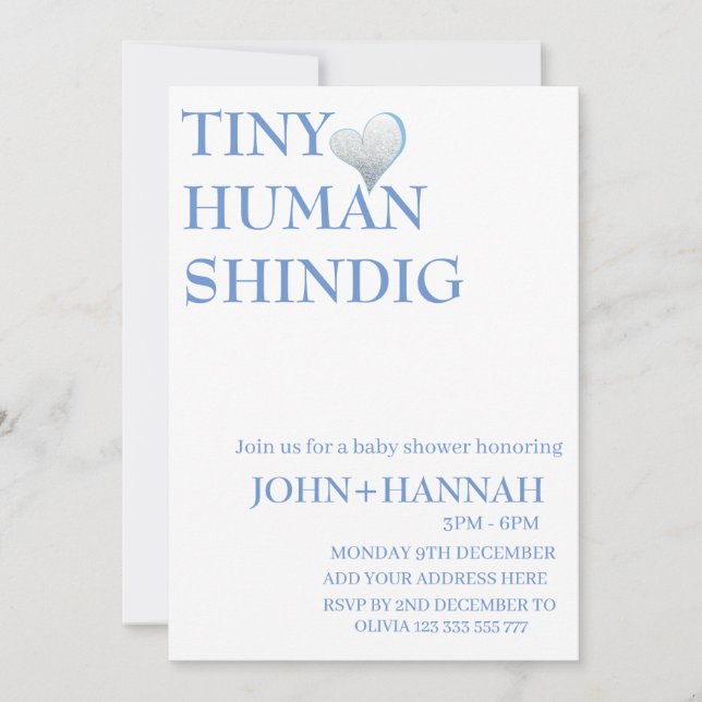 Invitation Minuscule Humain Shindig Funny Baby shower Co-ed (Devant)