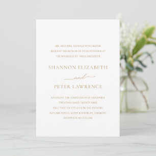 Invitation Minuscule Or antique Formal Mariage élégant