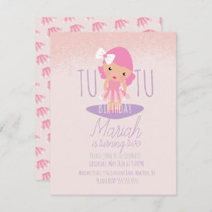 Invitation Minuscule Tutu fille's Birthday Cartoon Parties sc