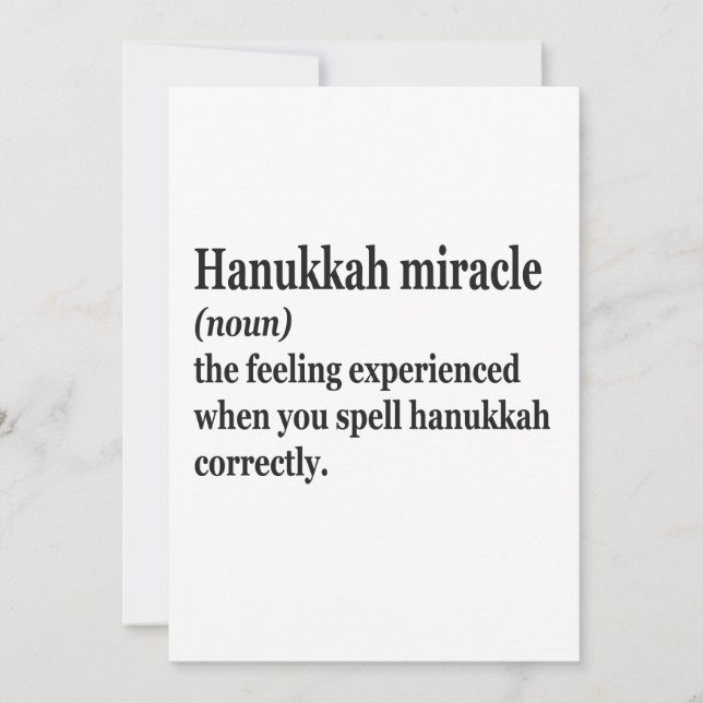Invitation Miracle de Hanukkah Drôle Définition juive de Chan (Devant)