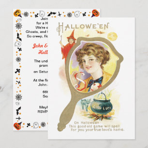 Invitation Miroir de bonne chance vintage Halloween