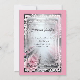 Invitation miroir de conte de fées princesse rose