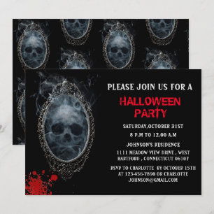 Invitation Miroir de Fantôme Effrayant Fête d'Halloween